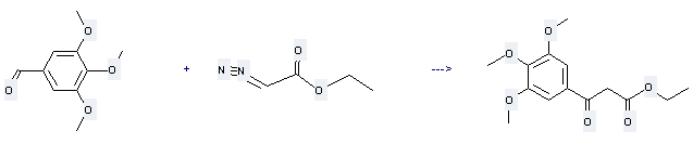 Benzenepropanoic acid,3,4,5-trimethoxy-β-oxo-,ethyl ester can be prepared by diazoacetic acid ethyl ester and 3,4,5-trimethoxy-benzaldehyde by heating